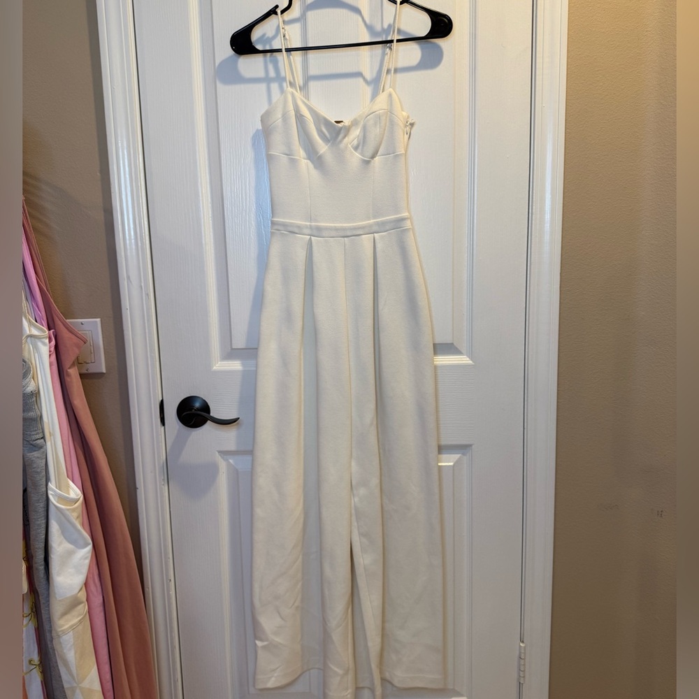 Free People Ivory/White Wide Leg Bustier Jumpsuit Size XS - Picture 2 of 9